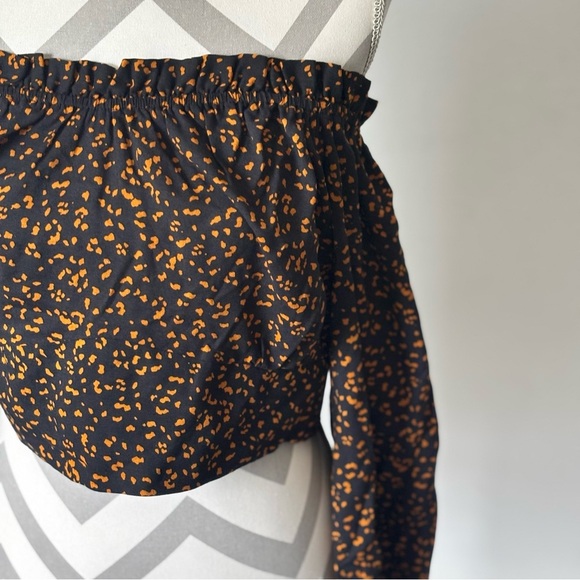 Womens ASOS Smocked Crop Top Black Floral Size 12 - Picture 3 of 6